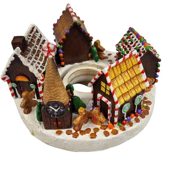Gingerbread Houses Village Candle Jar Capper, S'Toppers The Soot Stopper Topper - Picture 1 of 9
